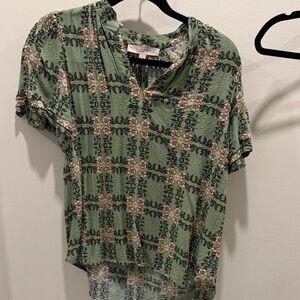 LOFT Green and Pink Floral Blouse size MP